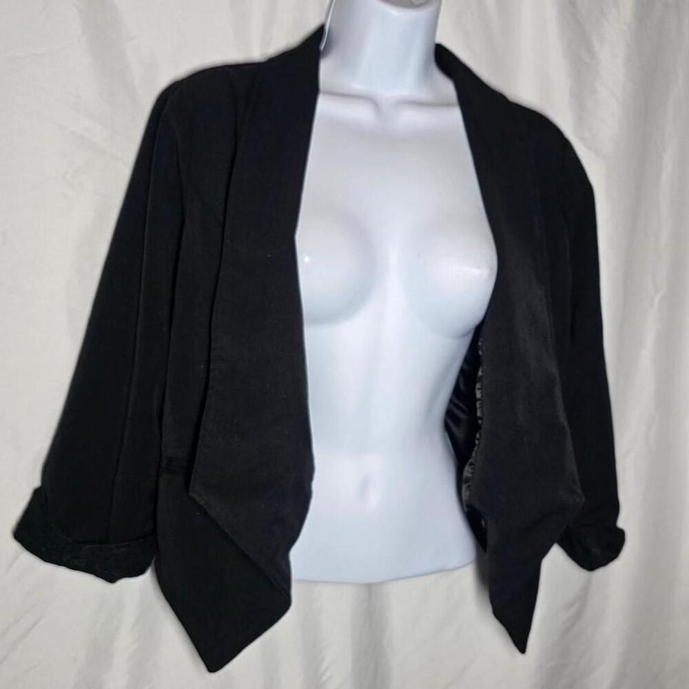 lace back womens 3/4 sleeve open front blazer style office siren top